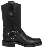 Mens Cooper Black Cowboy Boots Leather Harness - Square Toe