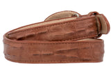 Kids Cognac Western Cowboy Belt Crocodile Print Leather - Rodeo Buckle
