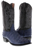 Mens Blue Alligator Tail Print Leather Cowboy Boots - J Toe