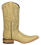 Mens Sand Cowboy Boots Ostrich Quill Print - 3X Toe