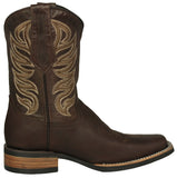 Mens #300 Brown Western Boots Leather Rubber Soles - Square Toe