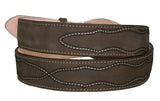 Dark Brown #480 Western Cowboy Belt Leather - Rodeo Buckle