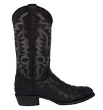 Mens #110 Black Alligator Back Print Leather Cowboy Boots - Round Toe