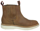 Mens #100RA Brown Work Boots Leather Elastic Gusset  - Soft Toe