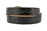 Black Western Belt Iguana Print Leather - Rodeo Buckle