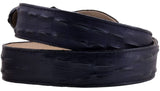 Denim Blue Western Belt Crocodile Tail Print Leather - Rodeo Buckle