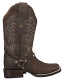 Womens Ida Brown Western Boots Leather Removable Straps - Square Toe