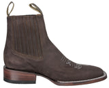 Mens #RGL4 Dark Brown Chelsea Ankle Boots Nubuck Leather - Square Toe
