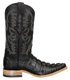 Mens Black Cowboy Boots Crocodile Tail Print - 3X Toe