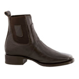 Mens Brown Leather Chelsea Ankle Boots Western Dress - Square Toe