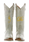 Womens "I Do' White Wedding Boots Leather - Snip Toe