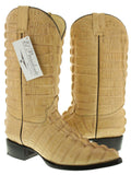 Mens Sand Full Crocodile Tail Print Cowboy Boots - J Toe