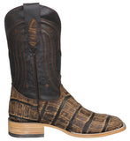 Mens #105N Rustic Sand Cowboy Boots Alligator Big Belly Print - Square Toe
