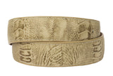 Sand Western Cowboy Belt Ostrich Leg Print Leather - Silver Buckle