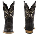 Womens Jesse Black Western Boots Classic Leather - Square Toe