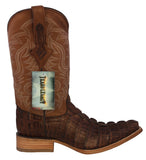 Mens Brown Crocodile Tail Print Leather Cowboy Boots - 3X Toe