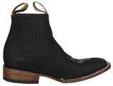 Mens Black Chelsea Boots Nubuck Leather - Square Toe