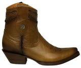 Womens Dixie Honey Brown Western Ankle Boots Leather - Snip Toe