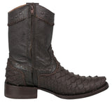 Mens #182R Brown Cowboy Boots Snake Print Zipper - Square Toe