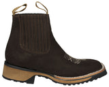 Mens #5050 Brown Chelsea Boots Nubuck Leather - Square Toe