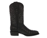 Mens Black Cowboy Boots Anaconda Print Leather - Round Toe