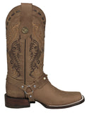 Womens Dallas Brown 2 Western Boots Leather Removable Straps - Square Toe