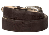 Brown Western Cowboy Belt Ostrich Leg Print Leather - Silver Buckle