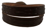 Brown Western Belt Crocodile Tail Print Leather - Rodeo Buckle