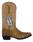 Mens #130 Sand Alligator Tail Print Leather Cowboy Boots - J Toe