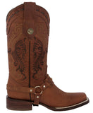 Womens Dallas Cognac Western Boots Leather Removable Straps - Square Toe