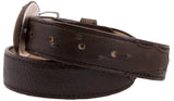 Brown Western Cowboy Belt Ostrich Quill Print Overlay Leather - Rodeo Buckle