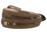 Brown Western Cowboy Leather Belt Navajo Concho - Silver Buckle