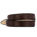 Black Cherry Western Cowboy Belt Ostrich Quill Print Leather - Silver Buckle