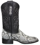 Mens #182 Natural Cowboy Boots Snake Print Leather - Square Toe