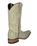 Mens Off White Crocodile Tail Print Leather Cowboy Boots - 3X Toe