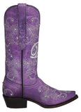 Womens "I Do' Purple Wedding Boots Leather - Snip Toe