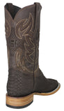 Mens #BRZ Brown Cowboy Boots Snake Print - Square Toe