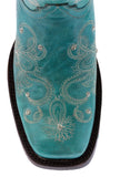 Womens "I Do' Turquoise Wedding Boots Leather - Square Toe