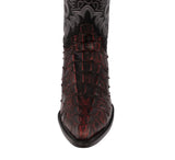 Mens #150 Black Cherry Crocodile & Ostrich Print Leather Cowboy Boots - J Toe