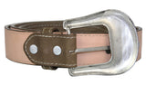 Brown #490 Western Belt Embroidered Leather - Removable Buckle