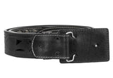 Black Western Cowboy Belt Braided Tooled Leather - Rodeo Buckle