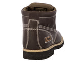 Mens Brown Work Boots Leather Slip Resistant Lace Up Soft Toe - #650TR