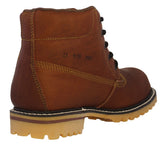 Mens Tan Work Boots Leather Slip Resistant Soft Toe - #600TR2
