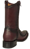Mens Black Cherry Cowboy Boots Crocodile Print Leather Zipper - Square Toe