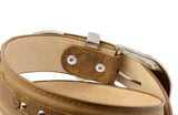 Light Brown Western Cowboy Leather Belt Navajo Concho - Silver Buckle