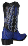 Mens #180 Blue Cowboy Boots Python Snake Print - J Toe
