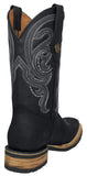 Mens #305 Black Western Boots Leather Rubber Soles - Square Toe