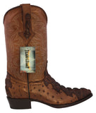 Mens #150 Brown Crocodile & Ostrich Print Leather Cowboy Boots - J Toe