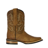 Mens Honey Brown Western Wear Leather Cowboy Boots - Square Toe