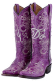 Womens "I Do' Purple Wedding Boots Leather - Snip Toe